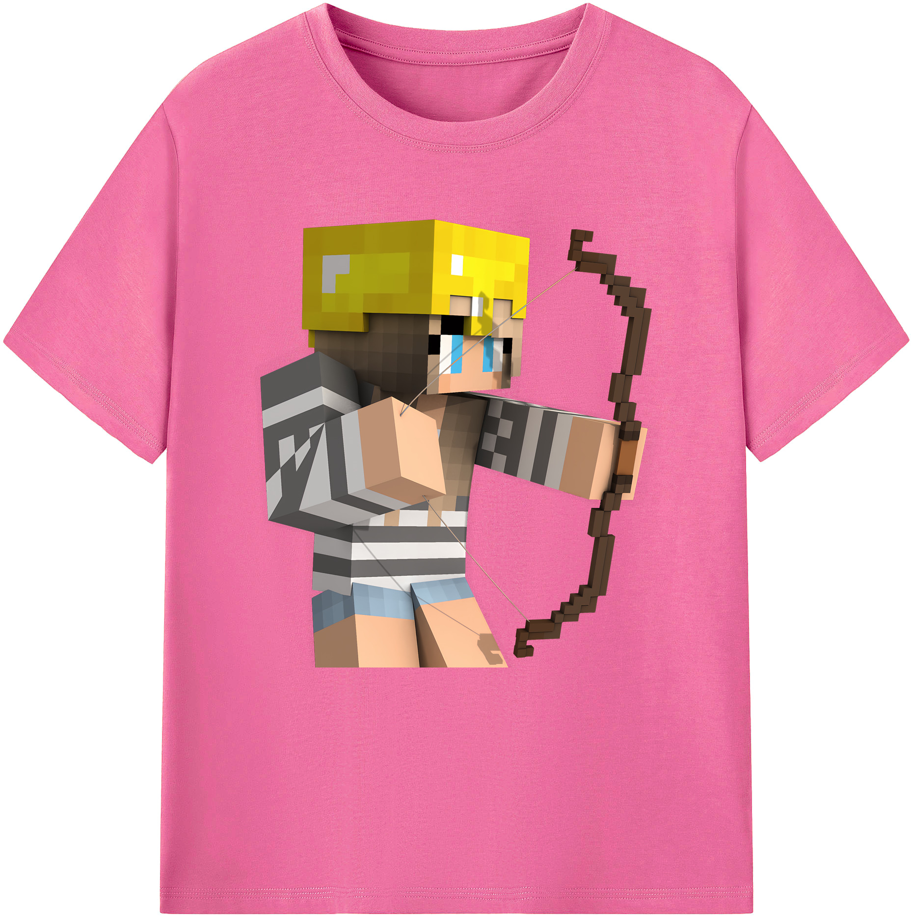 （画像用） マインクラフト ブロックの世界 Minecraft MC Block world レディースカジュアルプリントTシャツ（綿100％）